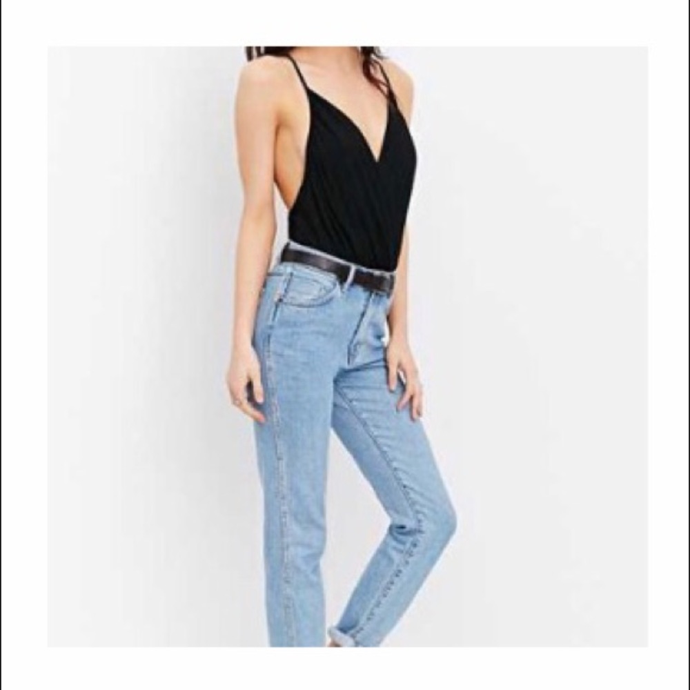 UO Kimchi Blue open back drapey black bodysuit
